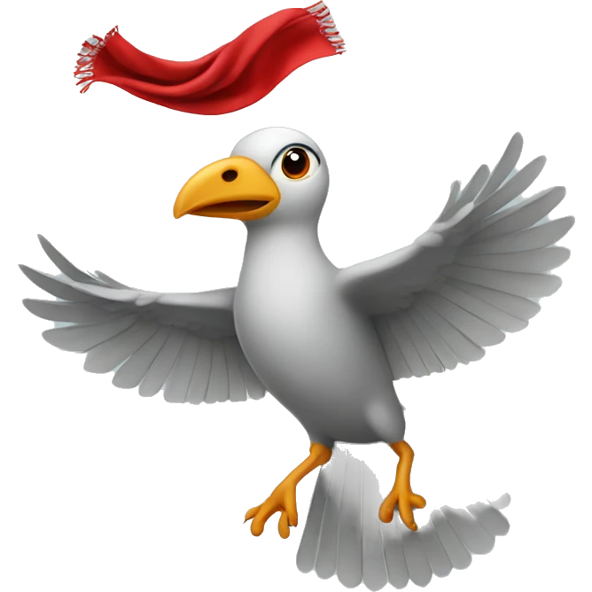 Flying bird with red scarf emoji