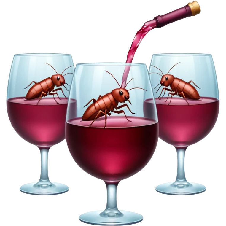 Pink cockroaches having a huge glass of wine emoji