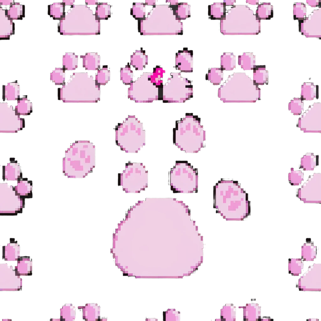 cat paw with pink paw pads, pixelated emoji