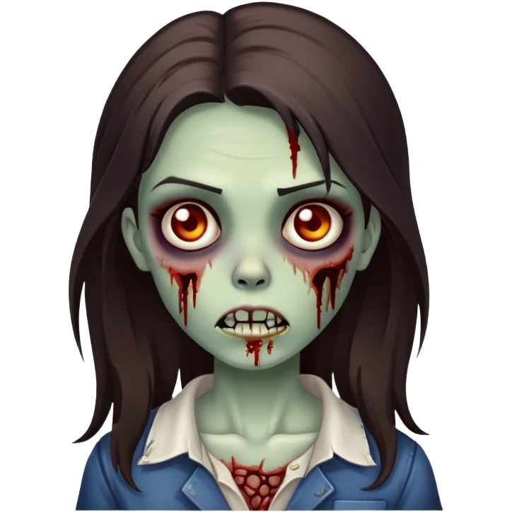 Zombie girl with long dark brown hair emoji
