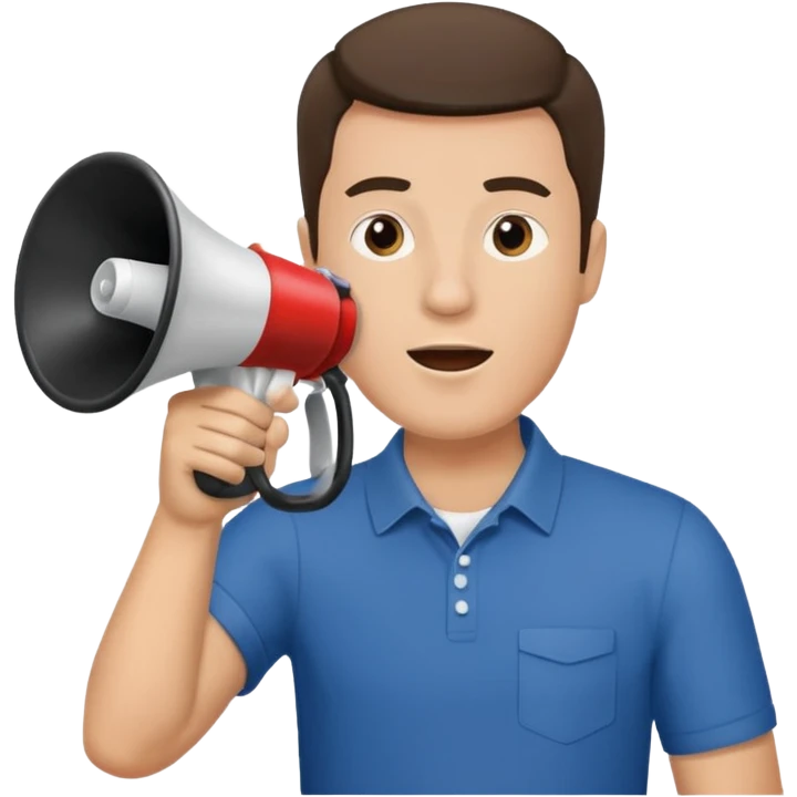 megaphone with male hand, collage style emoji