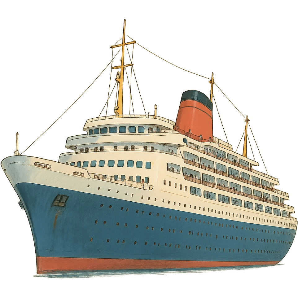 cruise ship, ghibli style emoji