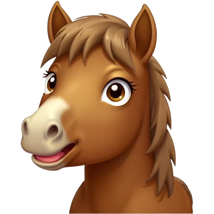 Cinematic Comical Brown Welsh Pony Portrait Emoji, Head tilted dramatically with an exaggeratedly amused expression, featuring a robust, glossy brown color, wide, comically expressive eyes full of playful disbelief, and a subtly animated, perky head, Simplified yet hilariously expressive features, highly detailed, glowing with a slightly sassy earthy glow, high shine, dramatic yet playful, stylized with an air of cheeky equine mischief, soft glowing outline, capturing the essence of a meme-worthy brown Welsh pony that looks ready to trot its way into viral fame! emoji