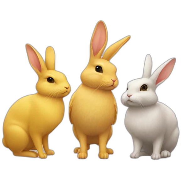 one rabbit and two canaris emoji