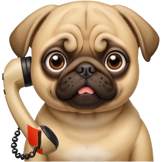 A pug on the phone emoji
