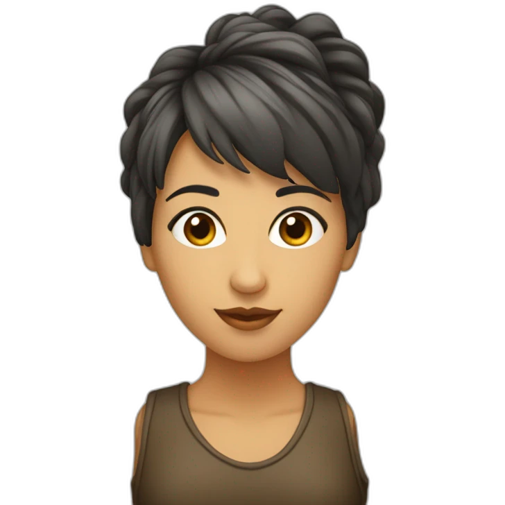 Mujer pelo castaño con flequillo emoji