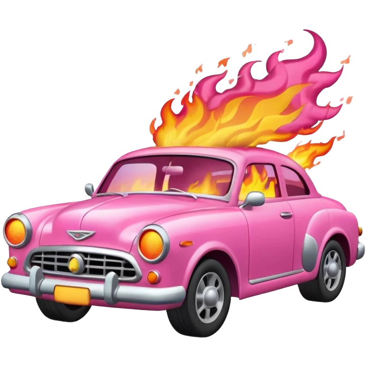 Pink car on fire emoji