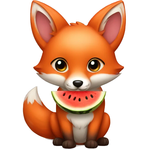 cute fox with watermelon emoji