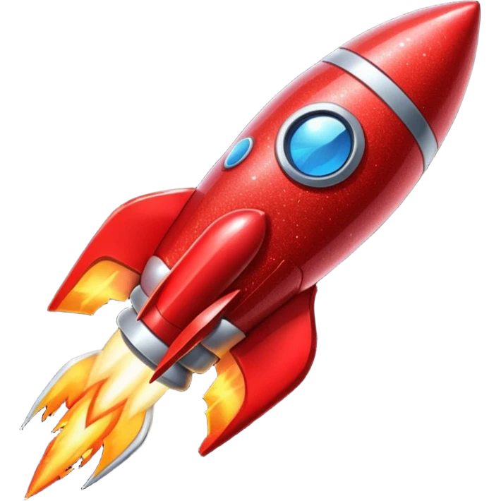 red glitter rocket  emoji