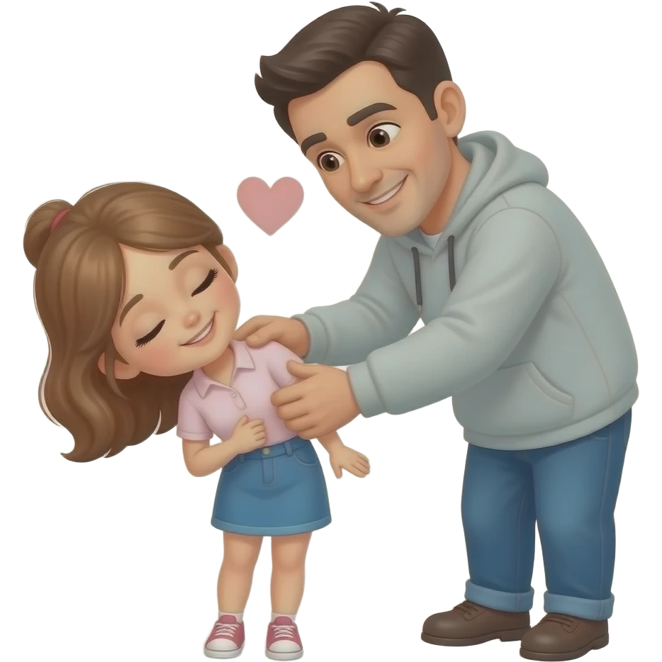 a man pressing a tiny teenage girl's breast emoji