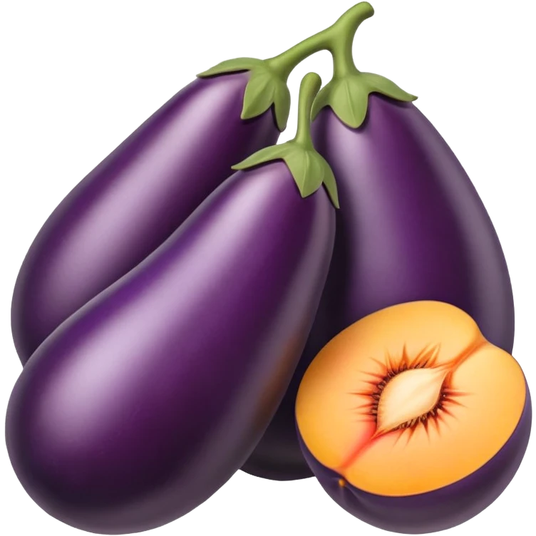 eggplant with peach emoji