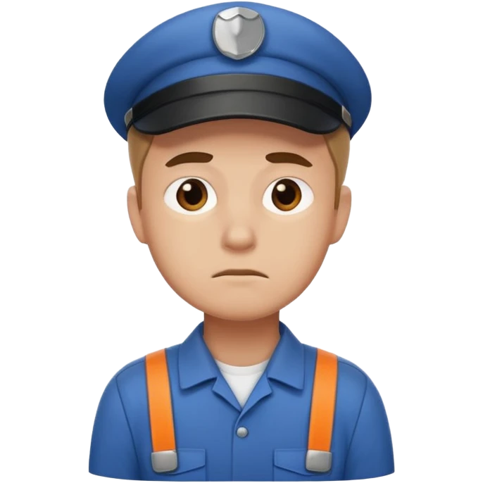 emoji of delivery man is going somewhere to the right , he is sad, he is dressed in work uniform emoji
