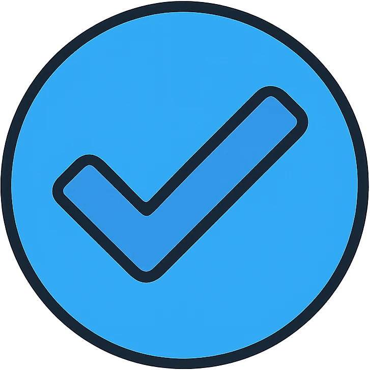 verified icon for social media, blue checkmark inside a circle, minimal, flat design emoji