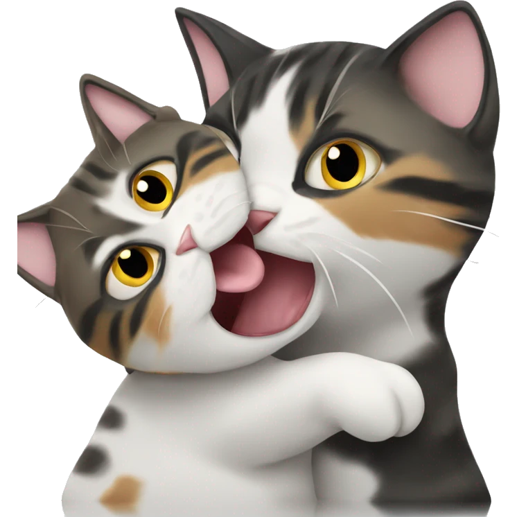 A cat biting another another cat's ear lobe emoji