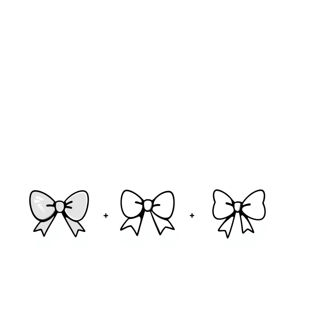 various bow styles including classic, ribbon, double, tied in pastel colors dd9fb0, ffc6d3, a3bfc9, c4bee2, f1b091, hand-drawn doodle style emoji