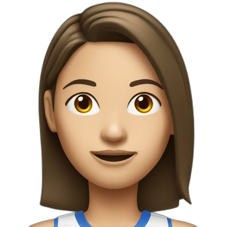 brunette female tennis player pointed nose emoji