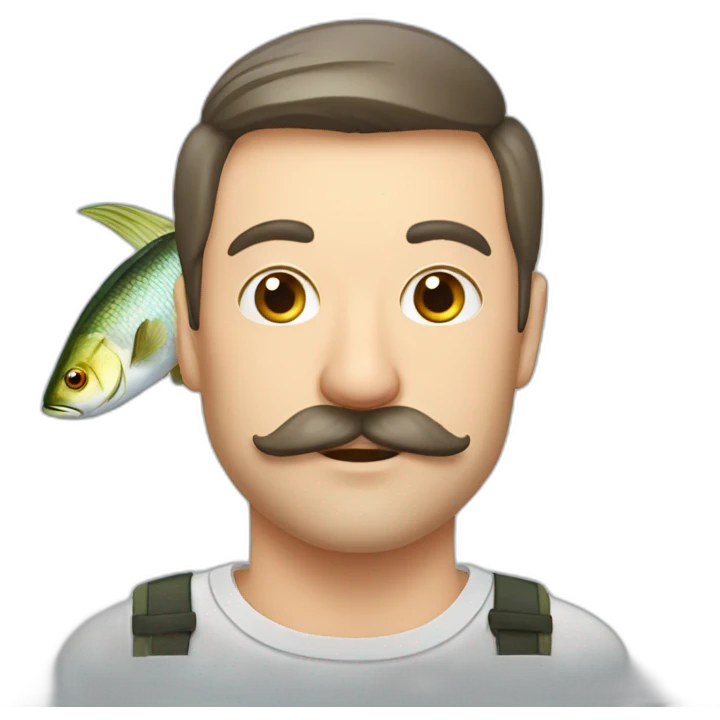 russian moustache husband with fish emoji