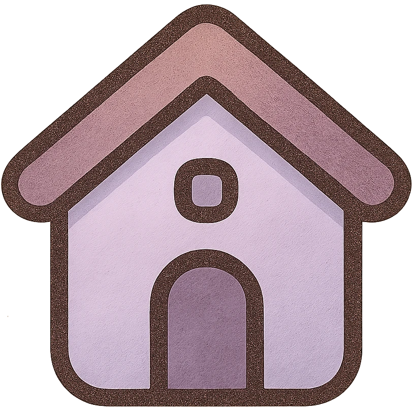 A modern, minimalistic icon of a home in flat design style, using harmonious shades of purple and lilac with soft gradients or shadows for depth, suitable for mobile and web applications. emoji
