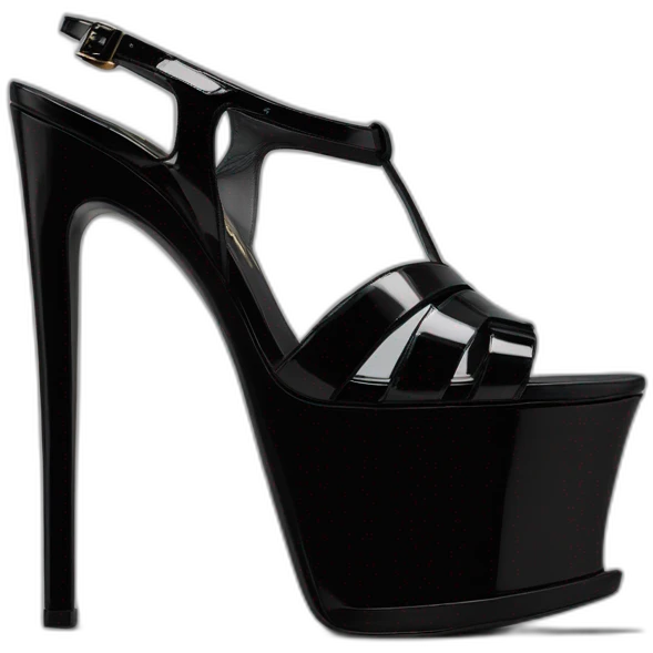 Ysl TRIBUTE PLATFORM SANDAL black PATENT LEATHER emoji