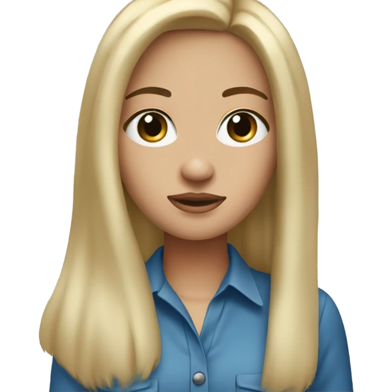Dirty blonde girl blue eyes straight hair emoji