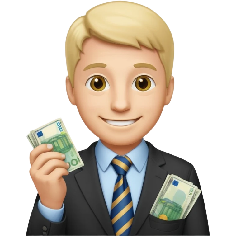 AN UNCLE with a tie in business clothes and with euro money
 emoji