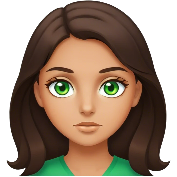 Green eyed, brunette and tanned girl emoji