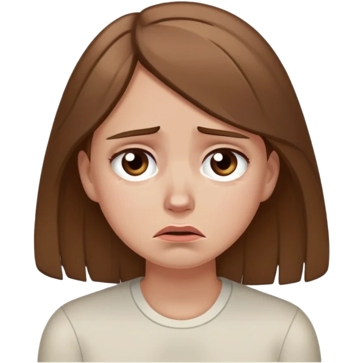 Brown haired tan white girl sad and disappointed crying emoji