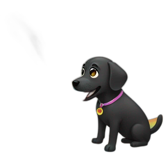 little black dog vomits rainbows emoji