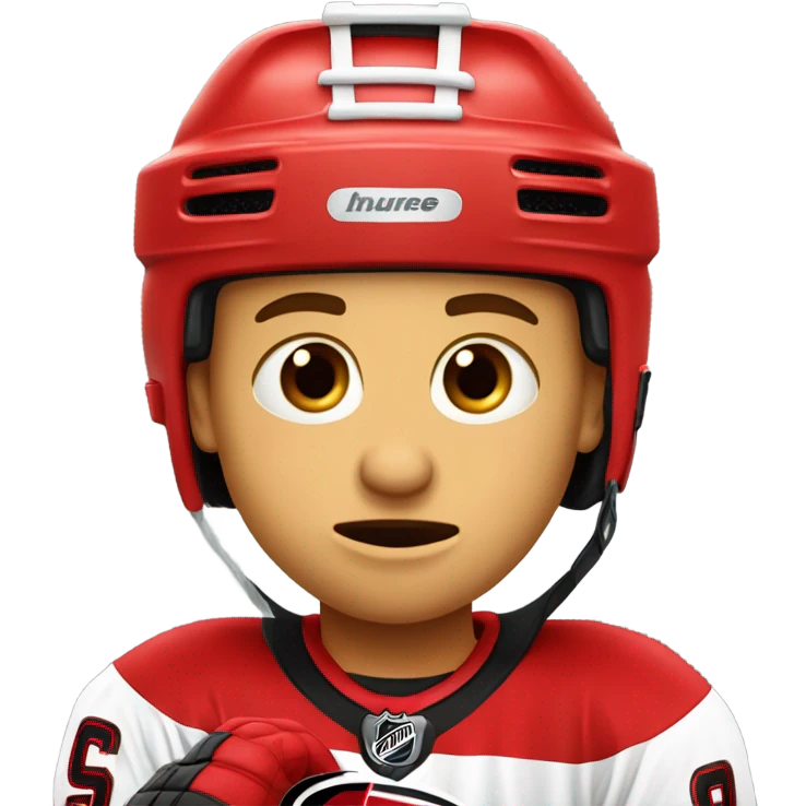 Carolina hurricanes hockey fan who’s crying wearing a hockey helmet emoji