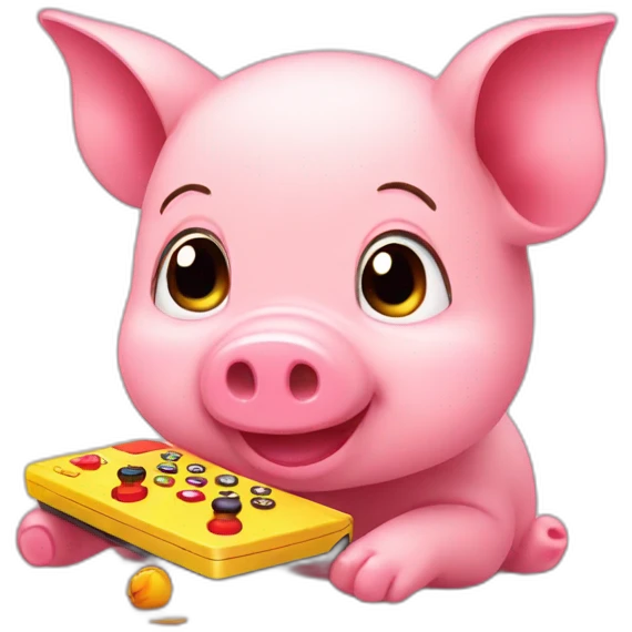 piglet playing videos games emoji