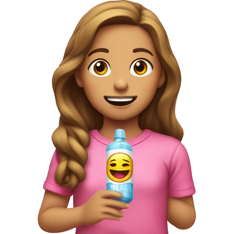 Niña pelinegra masticando chicle  emoji
