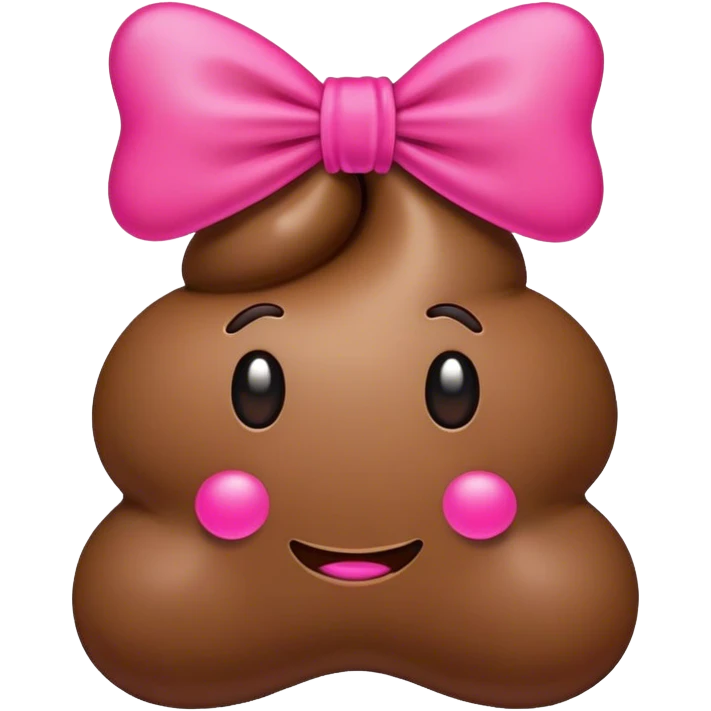 Poop emoji with pink bow on top emoji