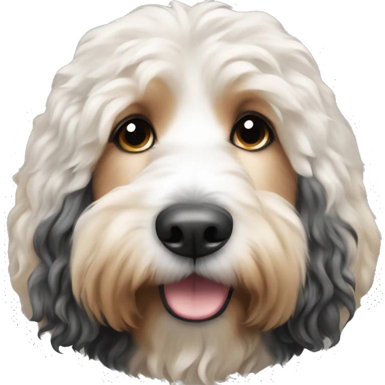 Bernedoodle black and white with pretty lady with long blonde hair emoji