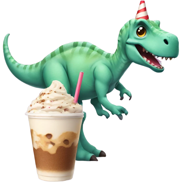 Dino with a milkshake emoji
