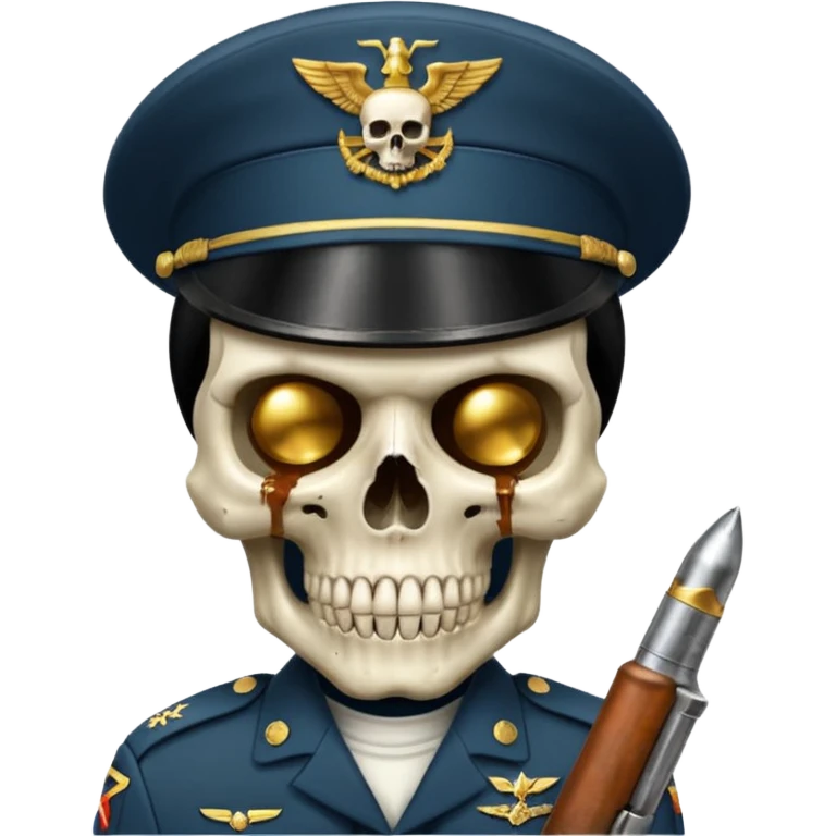Una calavera 💀 soldado 🪖 mordiendo una bala emoji