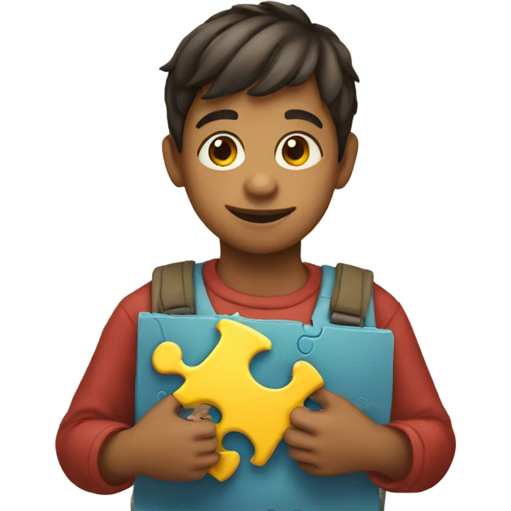 a child with a puzzle in his hands emoji