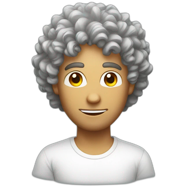 man curly hair white tshirt light bulb emoji