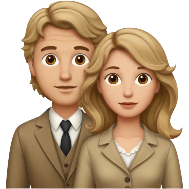 Married couple male dirty blonde hair and female brown wavy hair emoji