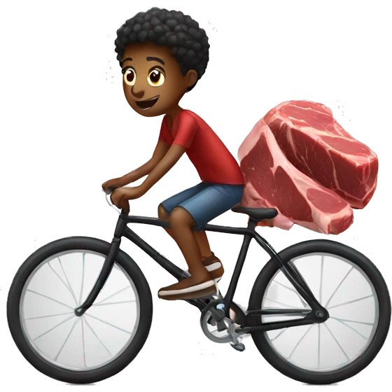 young black boy riding a (bicycle made of meat) emoji