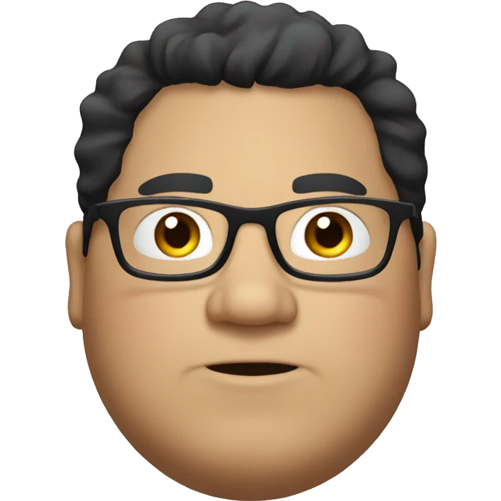 Fat guy with black hair and glasses emoji