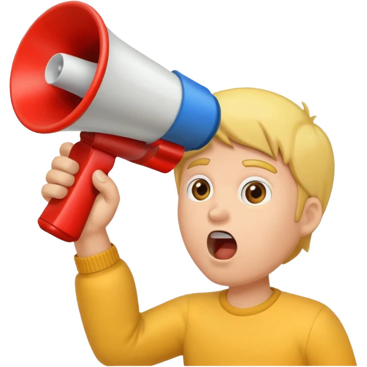  2nd pic yelling into megaphone held in right hand emoji