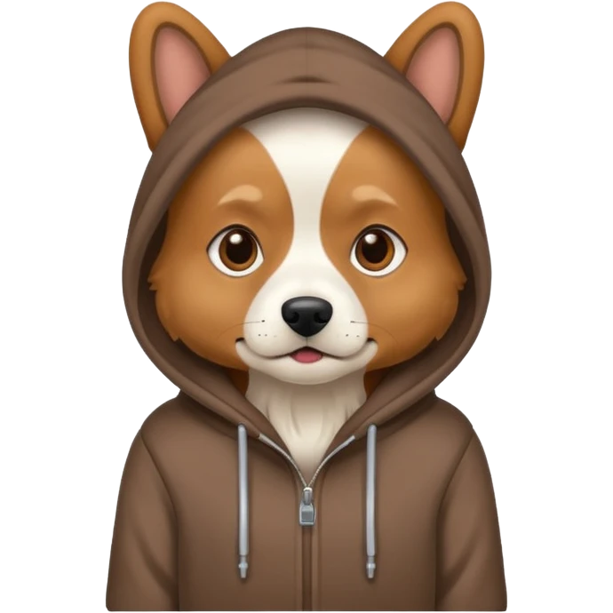 A dog wearing a hoodie emoji