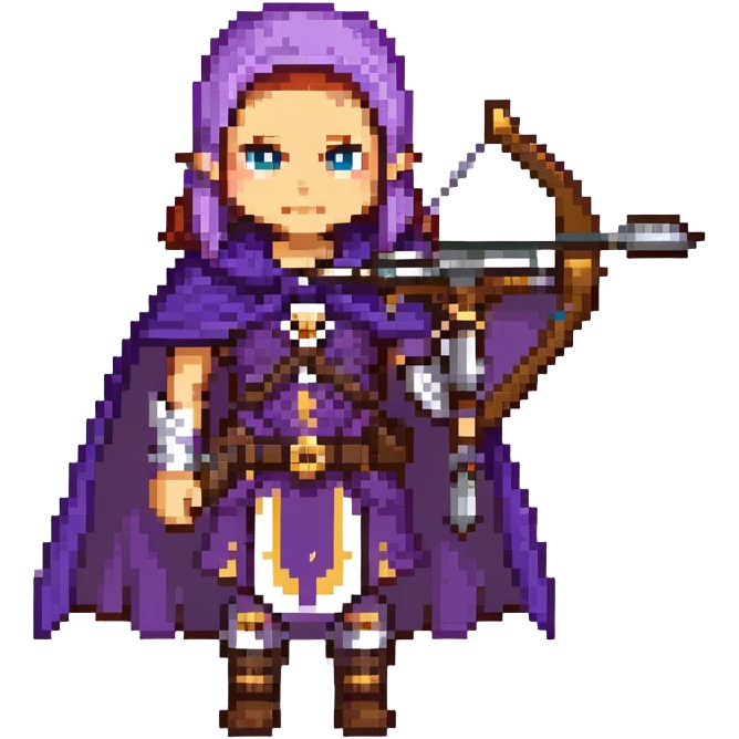 Archer Queen from Clash Royale with crossbow and purple cape emoji