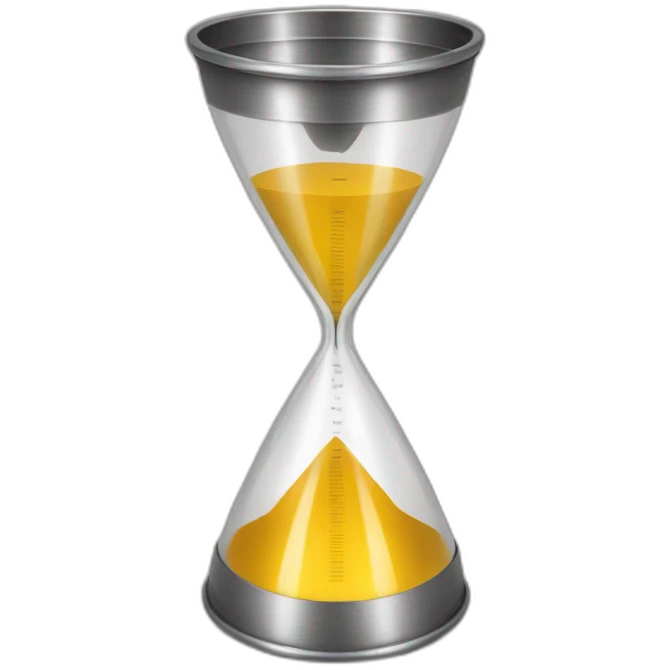 A metal hourglass shaped measuring cup with hallow ends for liquid emoji