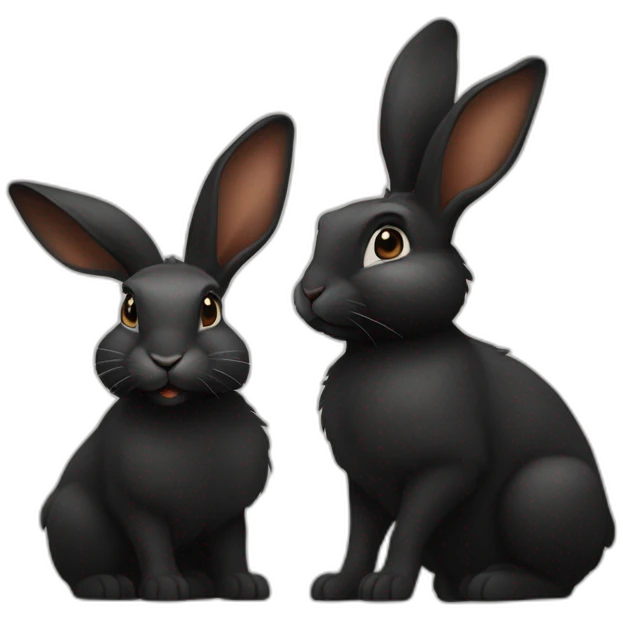 2 Lapine une noire et une lapine rouse emoji