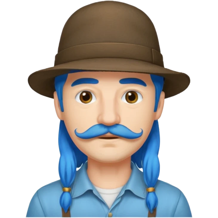 blue long haired man and hat and mustache emoji