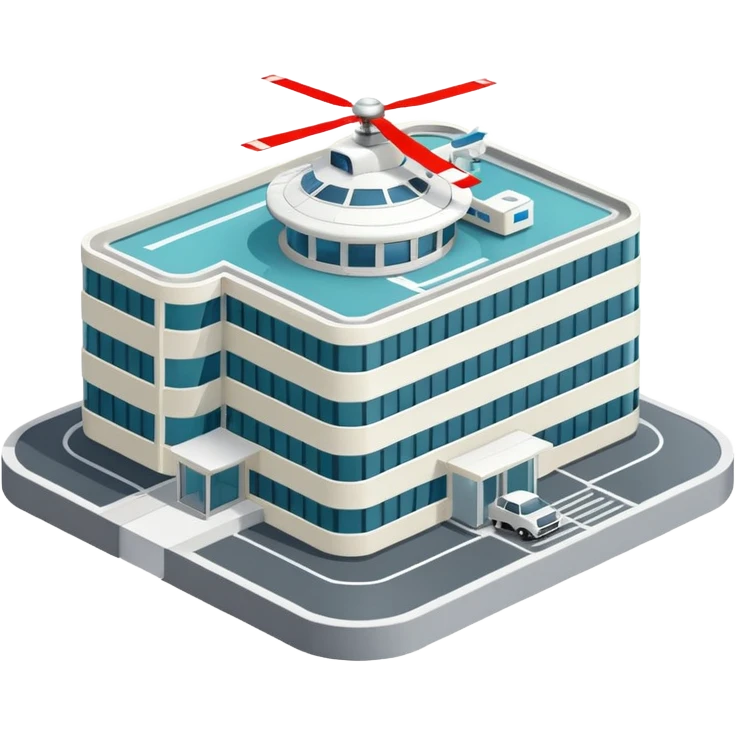 hospital isometric view building with heliport emoji