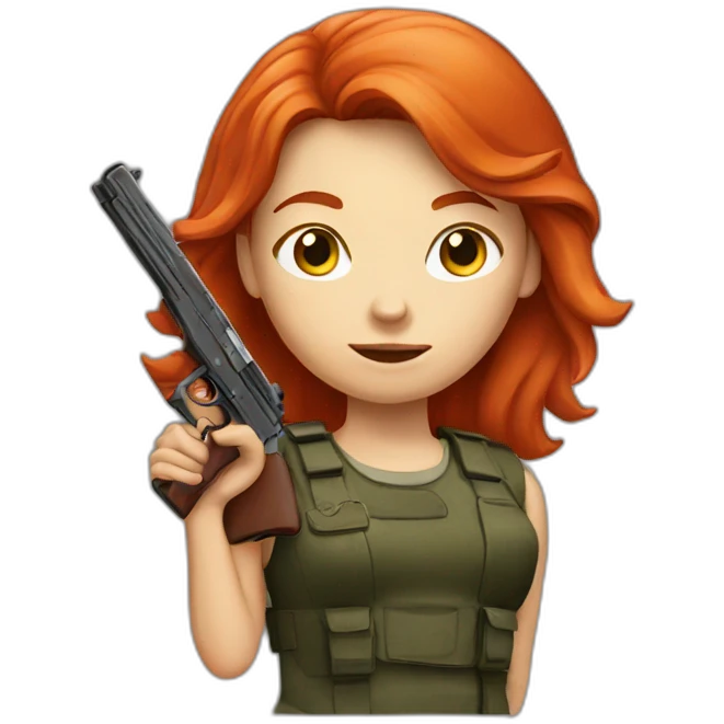 Red-haired girl with a gun emoji