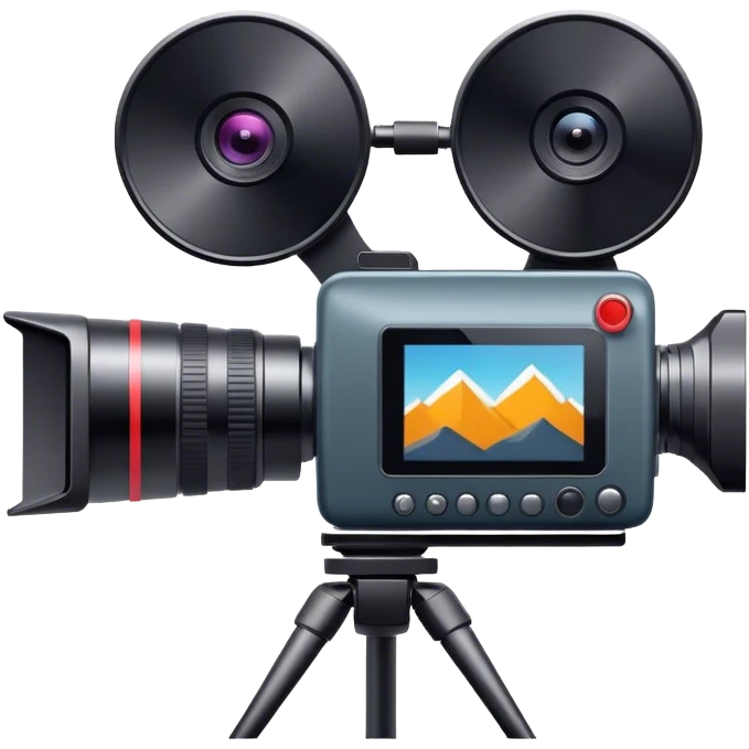 Create an emoji for video shooting. Show a video camera with a recording icon. Use modern, professional colors. Do not include any emojis or smiley faces. Make the background transparent. emoji