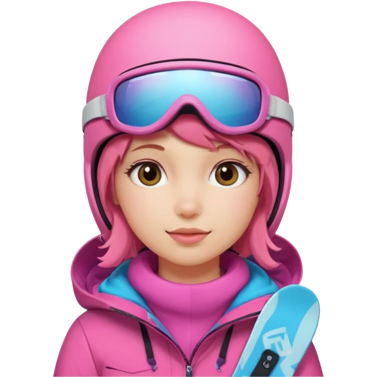 A snowboarder girl in a pink kosume emoji